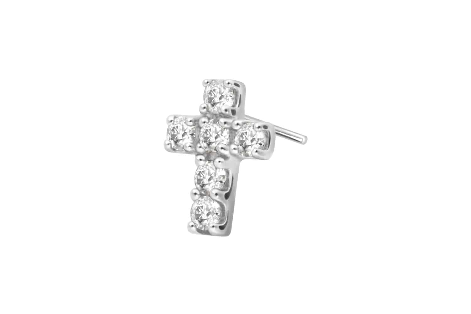 14 Karat Gold Aufsatz mit Titan Push Pin MOISSANIT-KREUZ